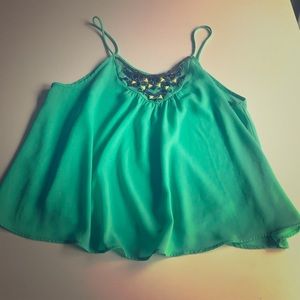 Turquoise Beaded Cami Top